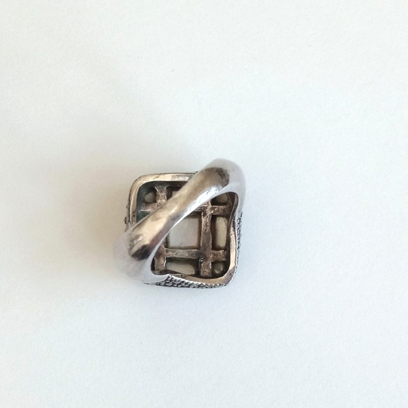 Vintage 925 Sterling Silver Mother Of Pearl Art Deco Ring 5.5 - Picture 12 of 15